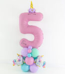 Number Unicorn Designed Balloon Stack