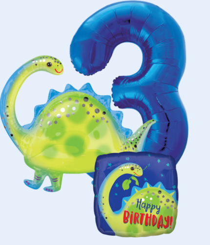 Blue 3 Dino Inflated Balloon