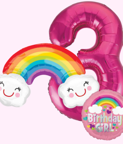 Rainbow 3 Inflated Balloon Bunch