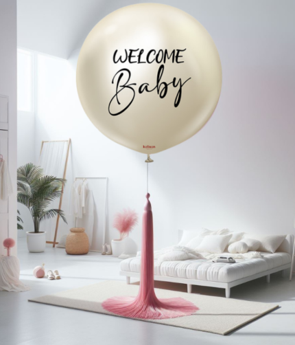 Welcome Baby Beige Balloon