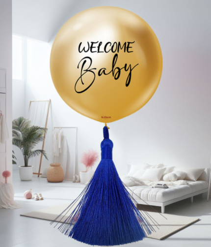 Welcome Baby Gold Balloon