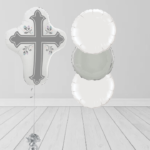 Christening Cross Inflated Balloon Bunch Silver