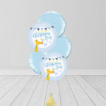 Christening Day Baby Giraffe Foil Balloon Bunch Blue