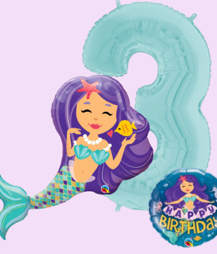 Mermaid Fish 3 Inflated Balloon Bunch