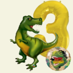 Green Dino 3 Inflated Balloon Bunch