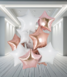 White & Rose Gold Stars Balloon