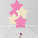 Star Shaped Helium Filled Balloon Bunch Pink and Cream