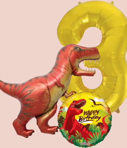 Yellow 3 Dino Inflated Balloon