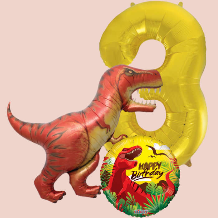 Yellow 3 Dino Inflated Balloon