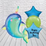Happy Narwhal Super Shape Inflated Balloon Bunch