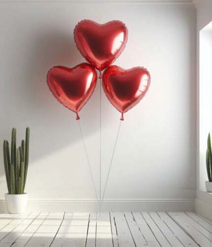 3 red foil balloons