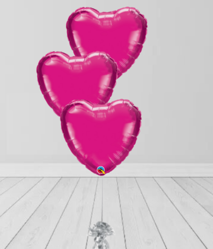 3 Pink Heart Colors Balloons