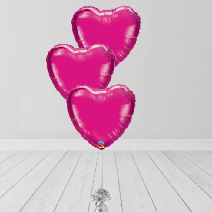 3 Pink Heart Colors Balloons