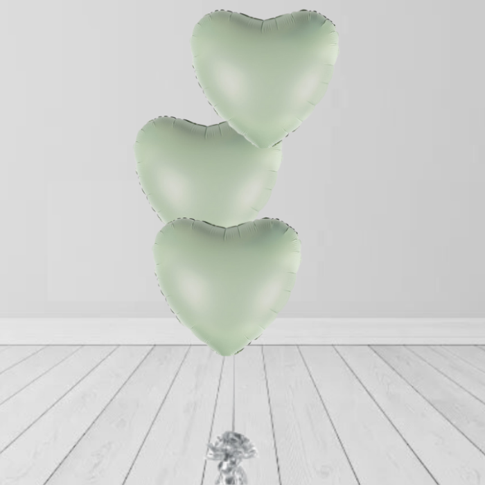 3 Green Heart Colors Balloons