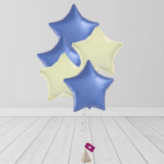 Star Shaped Helium Filled Balloon Bunch Royal Blue and Cream
