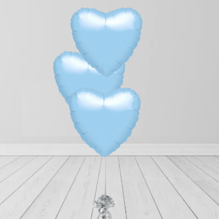 3 Sky blue Colors Heart Balloons