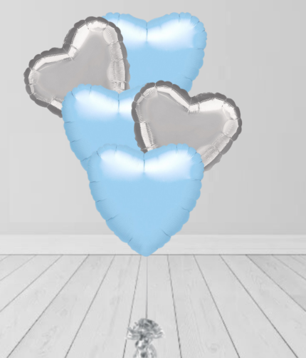 Blue & Silver Heart Bunch Balloon