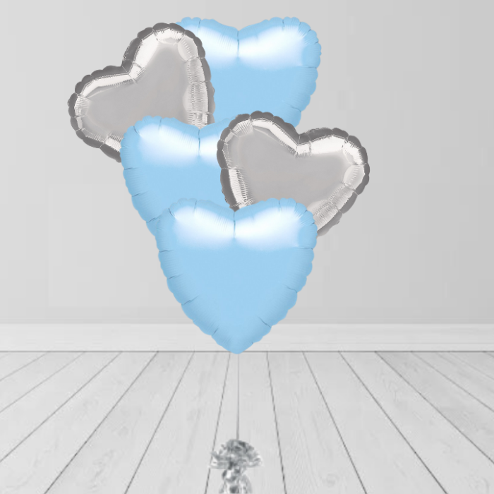 Blue & Silver Heart Bunch Balloon