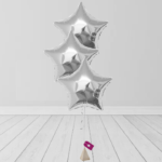 Star Shaped Helium Filled Balloon Bunch Silver