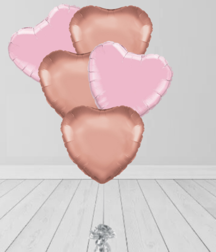 Rose Gold & Pink Heart Bunch Balloon