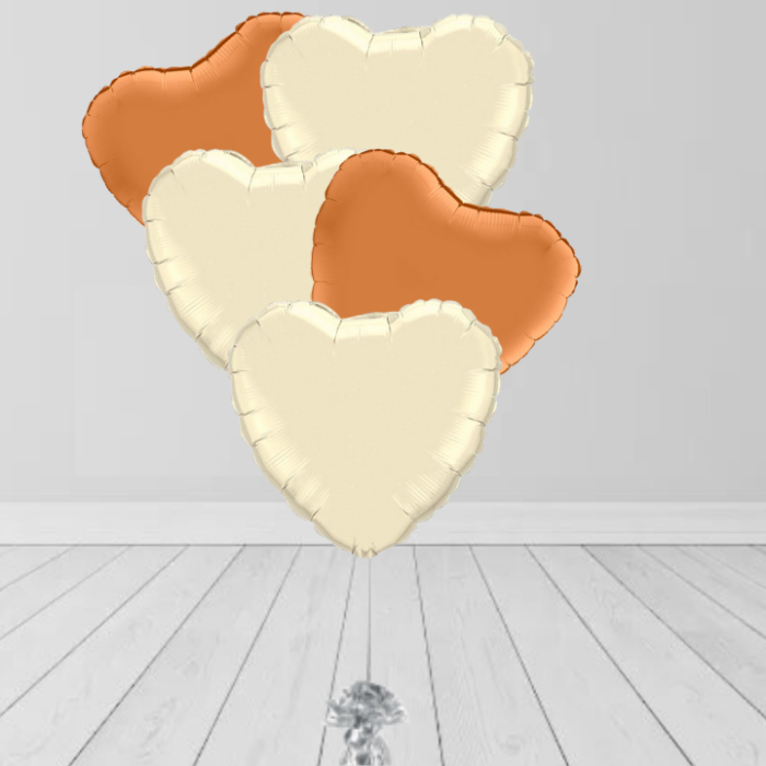Orange & Beige Heart Bunch Balloon