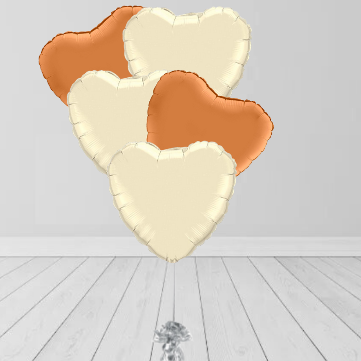 Orange & Beige Heart Bunch Balloon Orange & Beige Heart Bunch Balloon