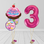 Cup Cake 3 Inflated Balloon Bunch