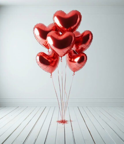6 Red Foil Balloons