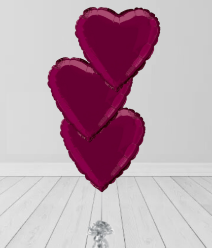 3 Maroon Colors Heart Bunches