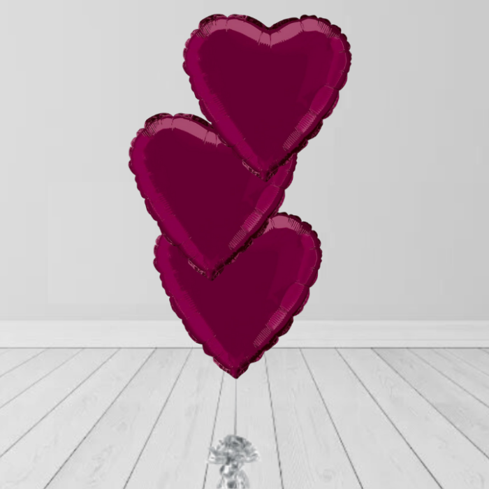 3 Maroon Colors Heart Bunches