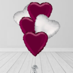 White Maroon Colors Heart Bunches