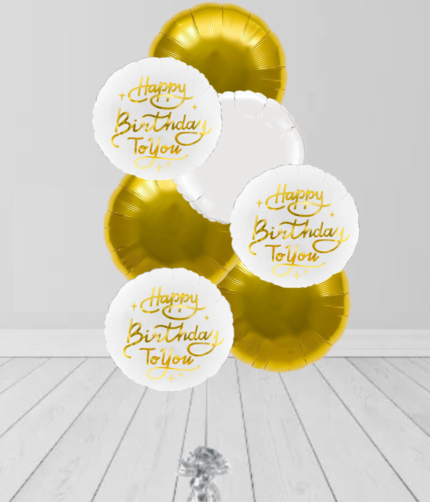 Gold & White Round Bunch Balloon