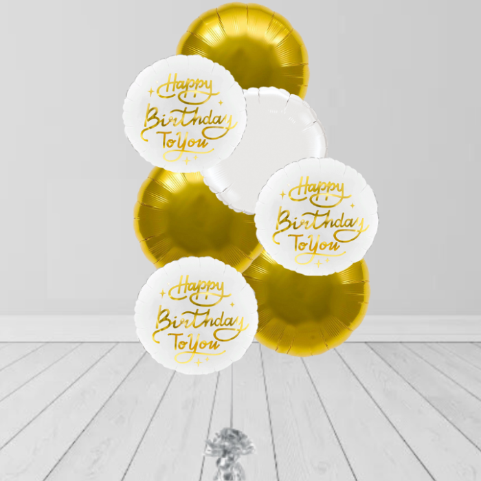 Gold & White Round Bunch Balloon