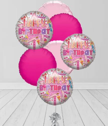 Happy Birthday Pink Bunches Balloons