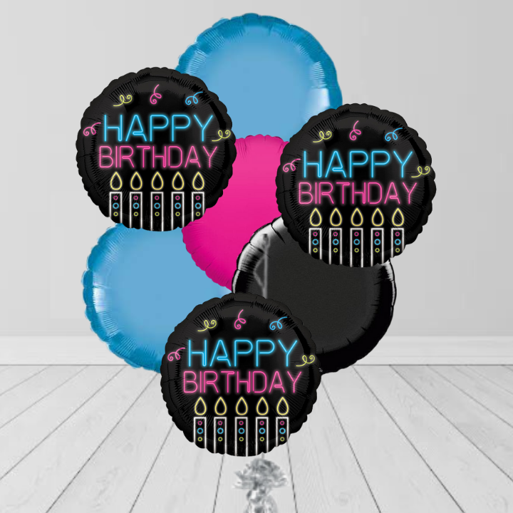 Blue & Black Round Bunch Balloon Blue & Black Round Bunch Balloon