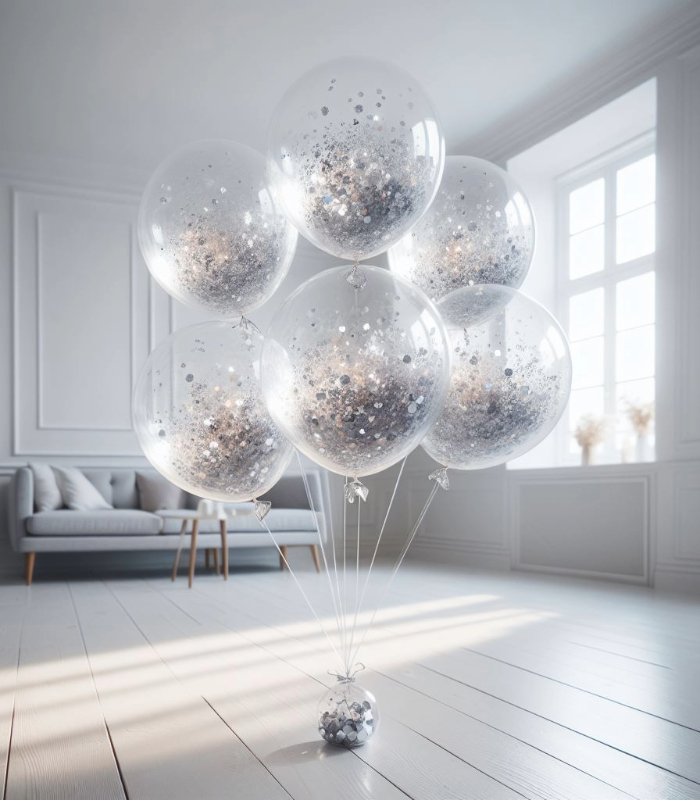 Silver confetti balloons Silver Confetti Balloons