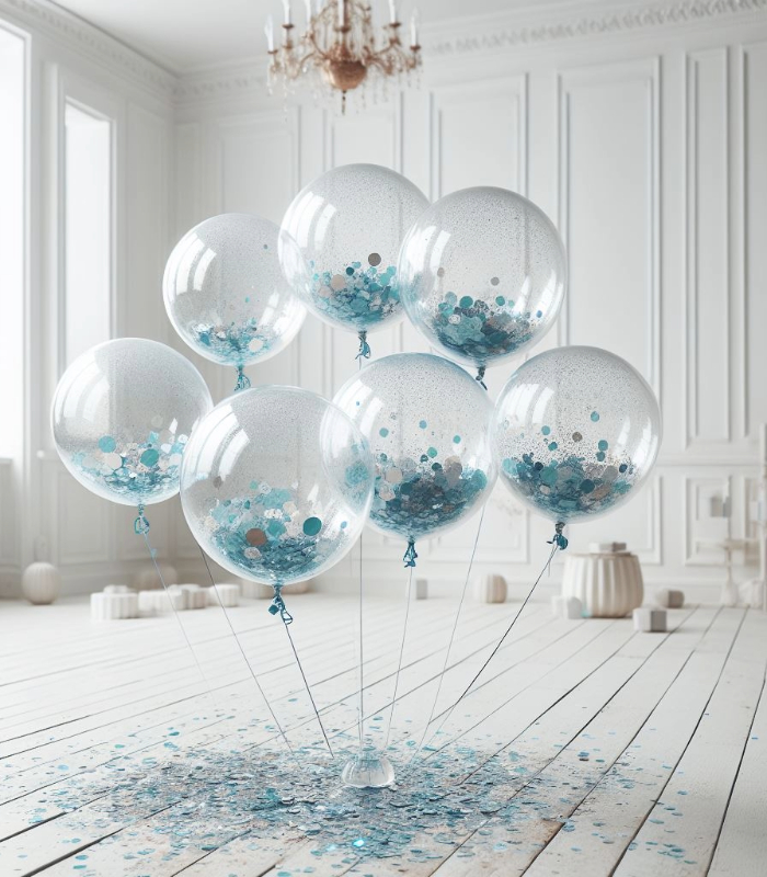 blue confetti balloons Blue Confetti Balloons